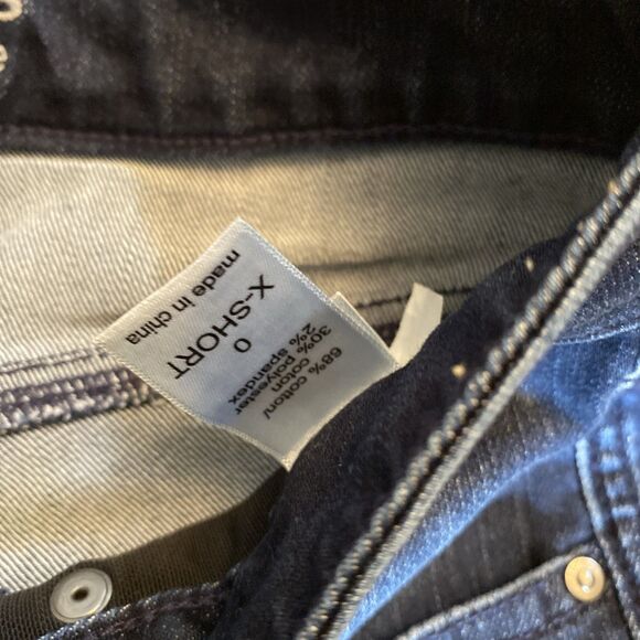 Maurices Everflex High Rise Jeans Women’s Size 0 X-Short Dark Wash Distressed - Picture 3 of 10